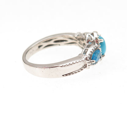 Chuck Clemency 925 Sterling Silver Real Turquoise & Apatite Ring Size 8.25