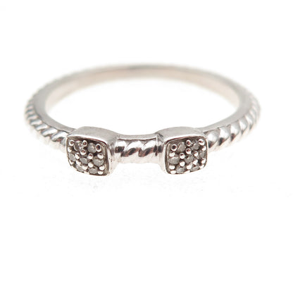 925 Sterling Silver Real Round-Cut Diamond Station Ring Size 9.25