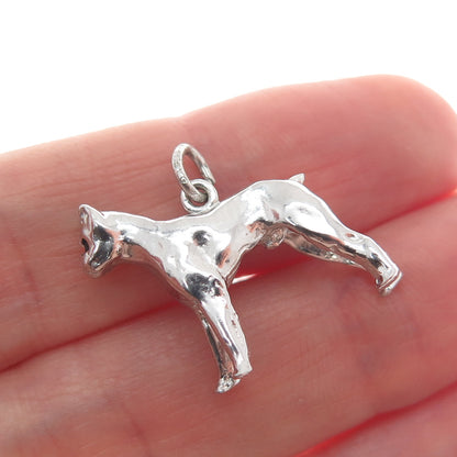 925 Sterling Silver Vintage Boxer Dog Minimalist Charm Pendant