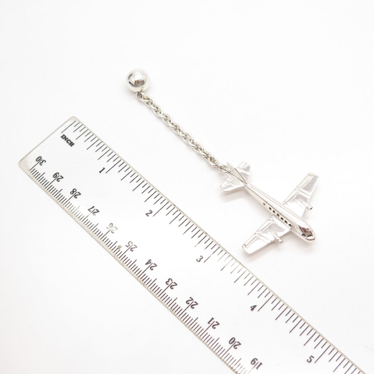 925 Sterling Silver Vintage Airplane Fob Pendant