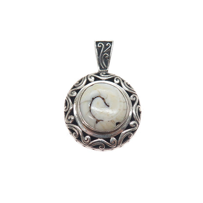 925 Sterling Silver Vintage Modernist Ornate Charm Pendant