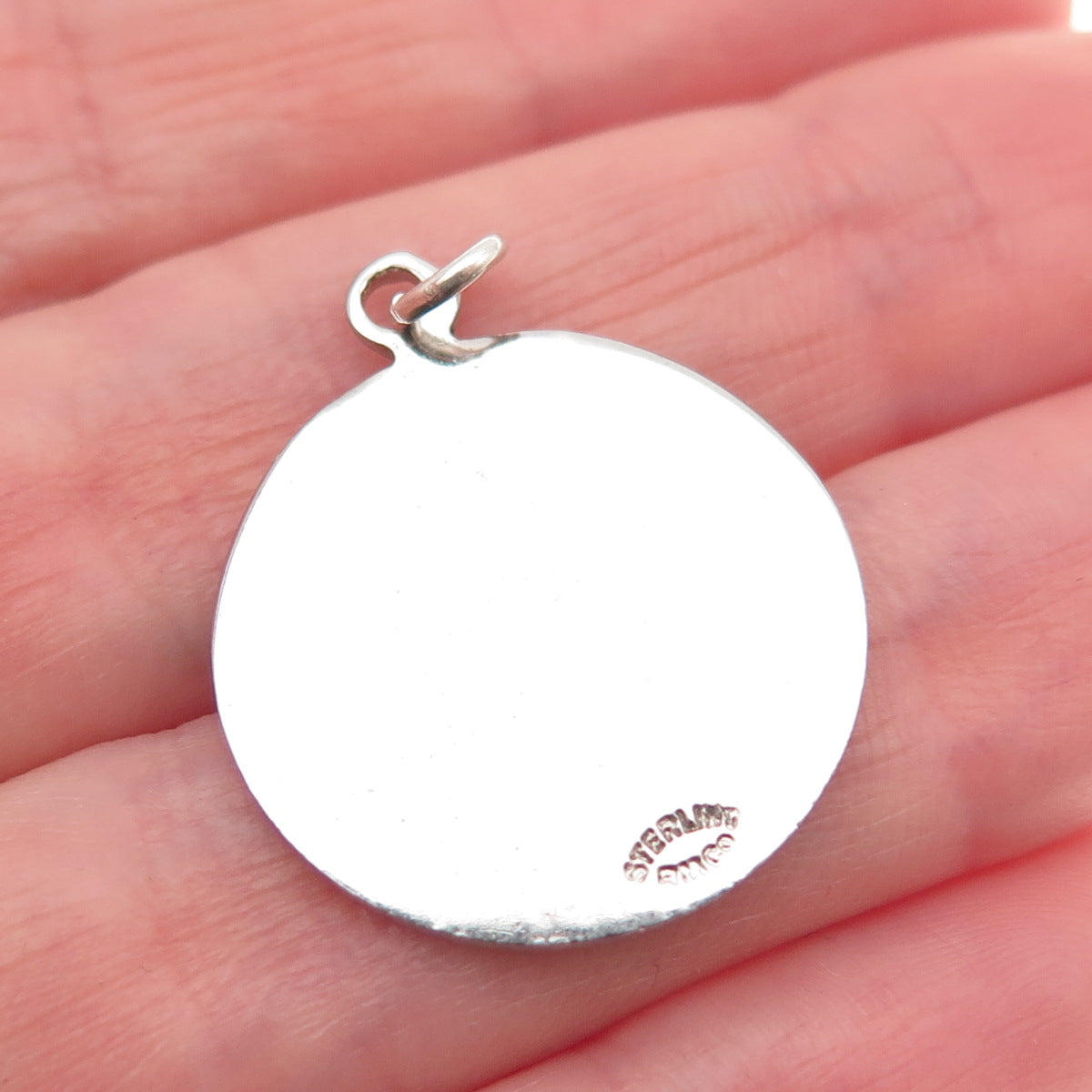 BREADNER CO 925 Sterling Silver Vintage Enamel Motorcycler Bermuda Charm Pendant