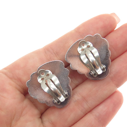 JONDELL 925 Sterling Silver Vintage Spain Modernist Clip On Earrings