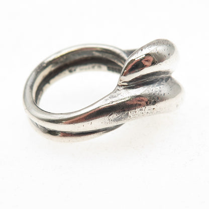 Tasco Sterling Silver Vintage Mexico Modernist Bypass Oxidized Ring Size 4.75