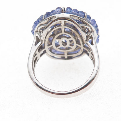 Chuck Clemency 925 Sterling Silver Real Tanzanite Beads Ring Size 8