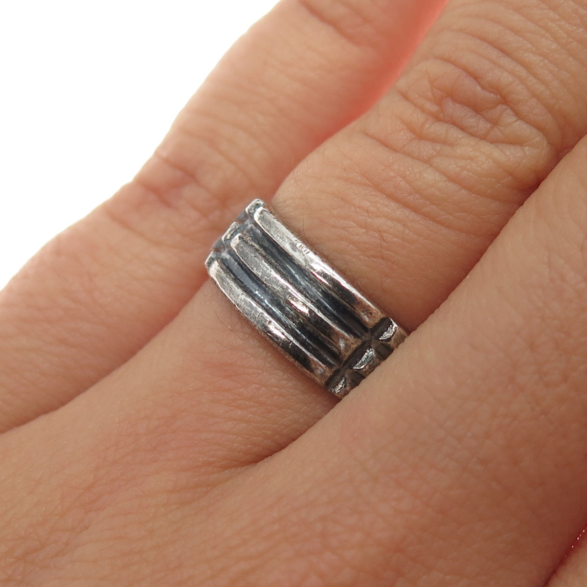 925 Sterling Silver Vintage Atlantis Oxidized Band Ring Size 6.5