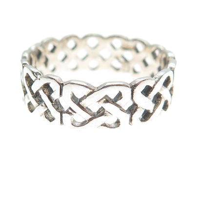 925 Sterling Silver Vintage Viking / Celtic Knot Band Ring Size 10