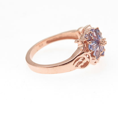 Chuck Clemency Sterling Silver Gold Plated Real Diamond & Tanzanite Ring Size 8
