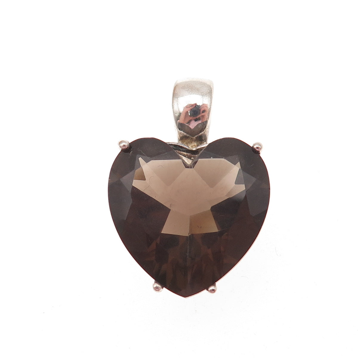 CHATEAU D'ARGENT & David Sigal Sterling Vintage Real Smoky Quartz Heart Pendant
