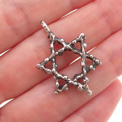 925 Sterling Silver Vintage Star of David Oxidized Charm Pendant