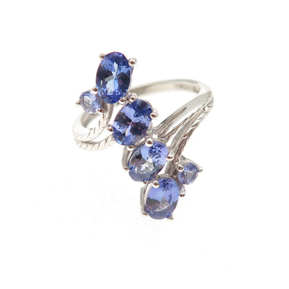 Chuck Clemency 925 Sterling Silver Real Tanzanite Bypass Ring Size 5.25