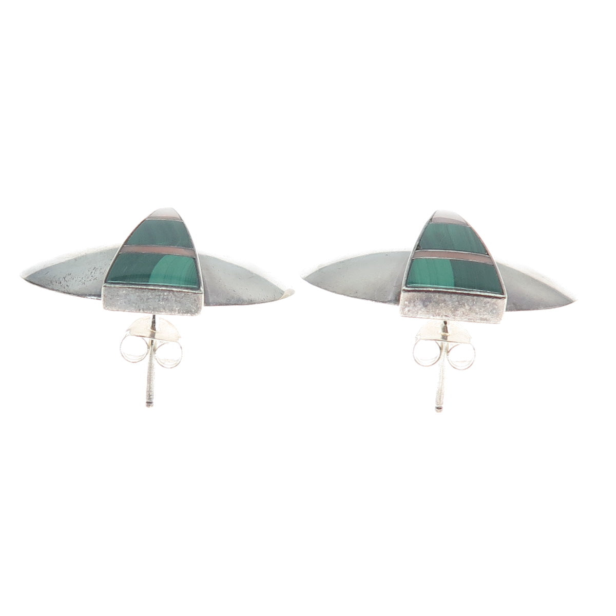 RAY TRACEY & KNIFEWING SEGURA Old Pawn Sterling Silver Malachite MOP Earrings