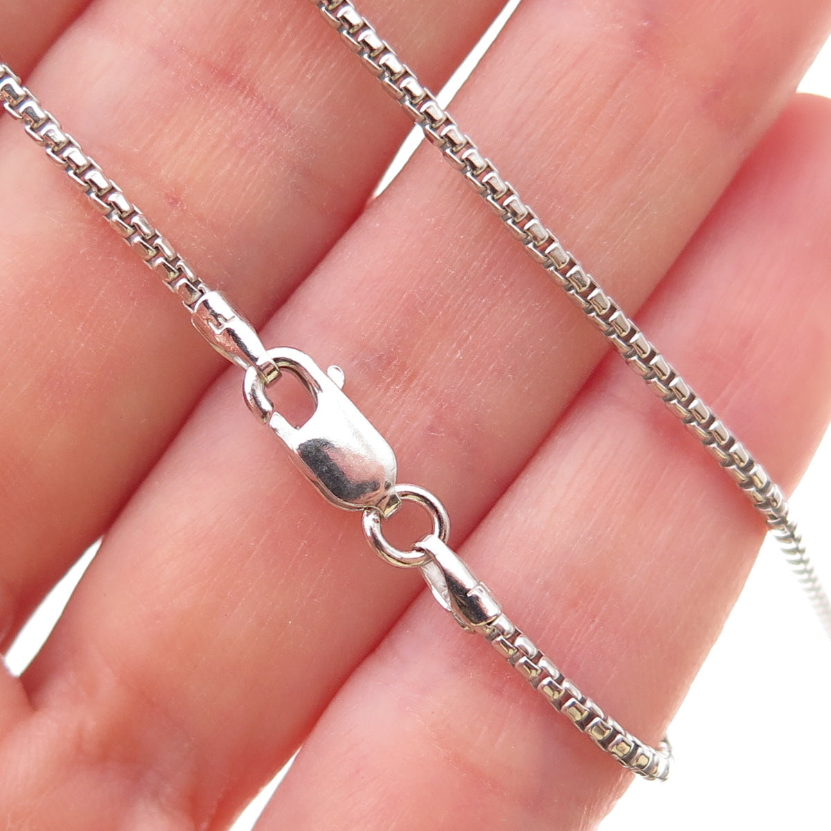 925 Sterling Silver Italy Round Box Chain Necklace 18"