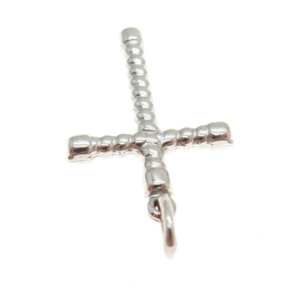 925 Sterling Silver Vintage Italy Twisted Cross Religious Pendant