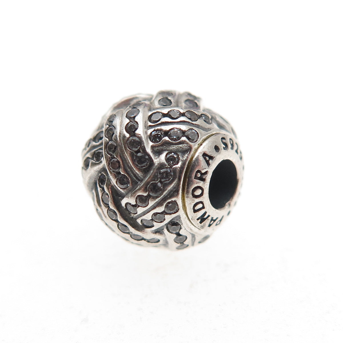 Pandora 925 Sterling Silver C Z Essence Friendship Slide Bead Charm