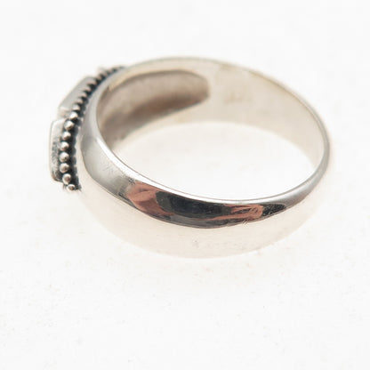 Phyllis Woods 925 Sterling Silver Vintage Real MOP Oxidized Ring Size 7.25