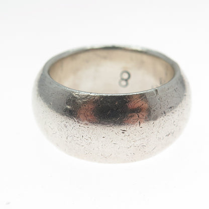 925 Sterling Silver Vintage Wide Cigar Band Ring Size 8
