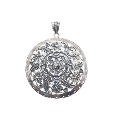 DOUG PAULUS 925 Sterling Silver Vintage Modernist Flower Oxidized Pendant