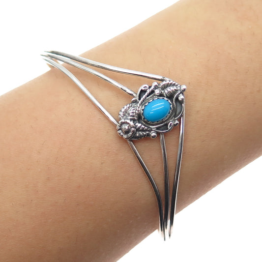 PRAIRIE FIRE Old Pawn 925 Sterling Vintage Turquoise Adjustable Bracelet 6.25"