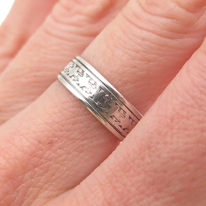Uncas 925 Sterling Silver Antique Art Deco Oxidized Band Ring Size 8