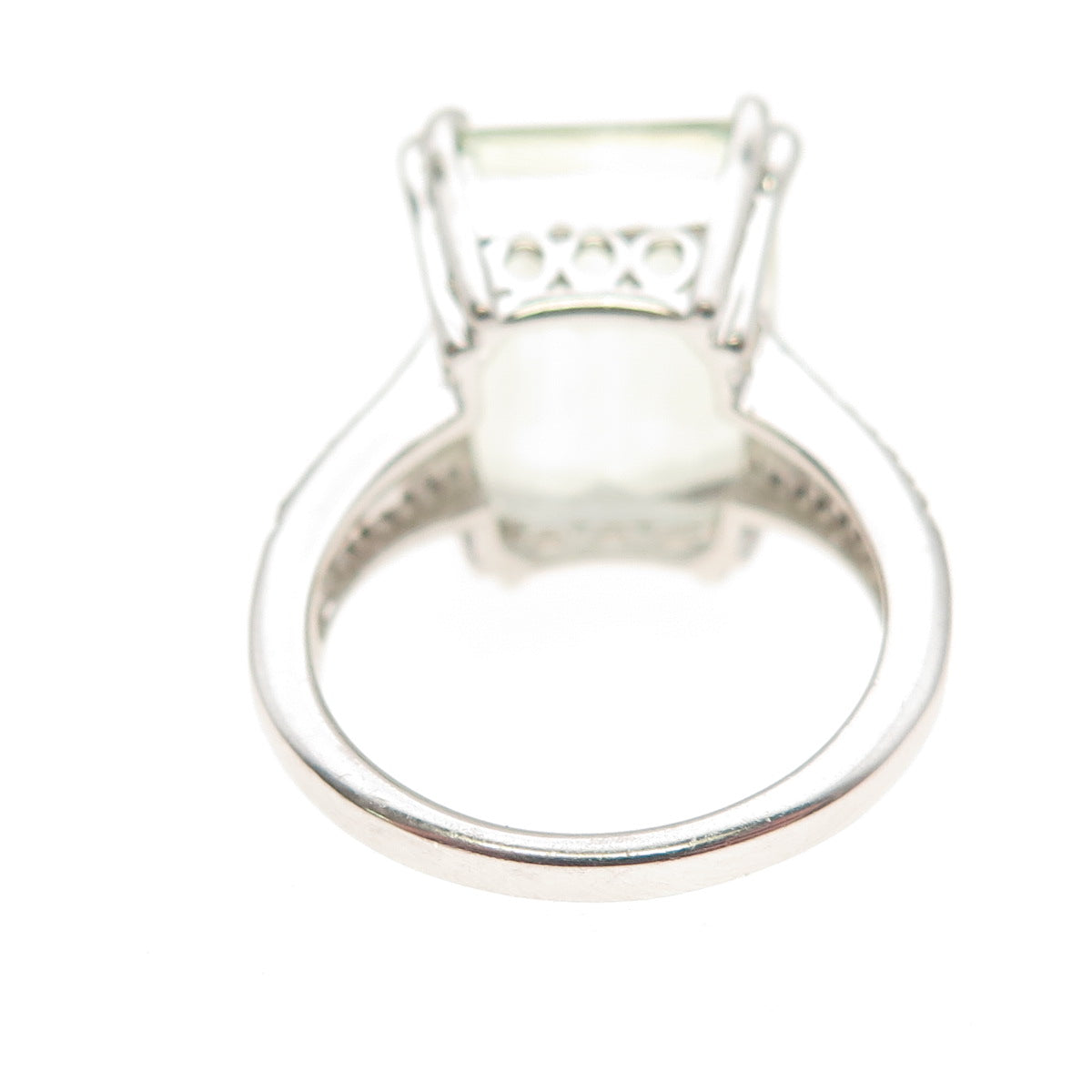 925 Sterling Silver Real Green Amethyst & White Topaz Ring Size 7