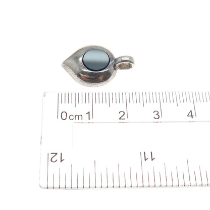 925 Sterling Silver Vintage Israel Real Black Onyx Modernist Petal Mini Pendant