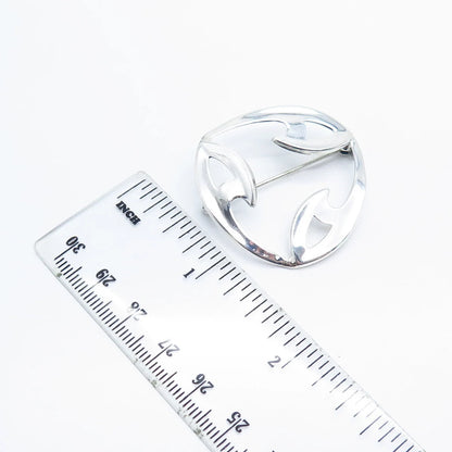 925 Sterling Silver Vintage Denmark Modernist Pin Brooch