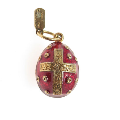 RAFKA Retired 925 Sterling Silver Vermeil Enamel Cross Easter Egg Charm Pendant