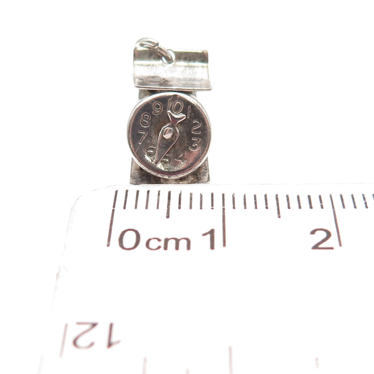 925 Sterling Silver Antique Art Deco Mexico Scale Oxidized 3D Mini Charm Pendant
