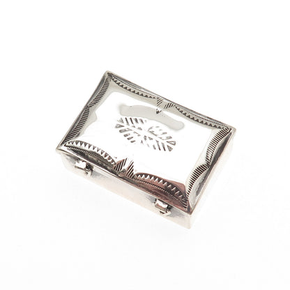 Ray Adakai Navajo Old Pawn Sterling Silver Vintage Southwestern Pill / Snuff Box