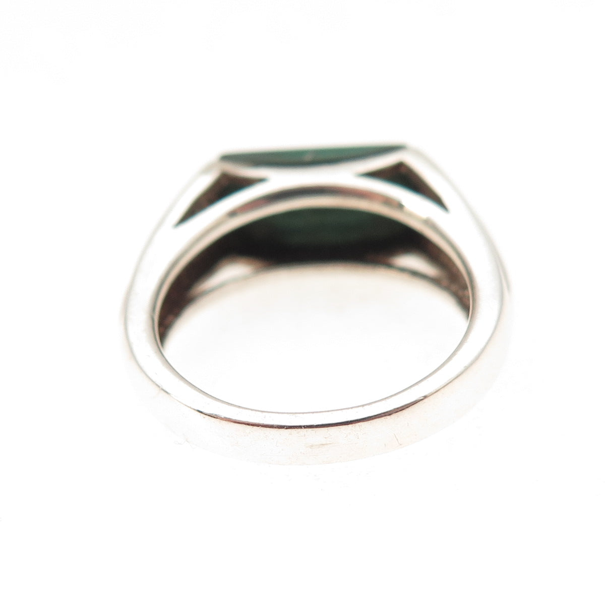 Michelle Albala 925 Sterling Silver Vintage Real Malachite Modernist Ring Size 5