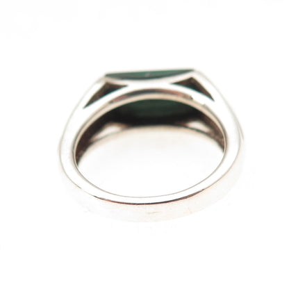 Michelle Albala 925 Sterling Silver Vintage Real Malachite Modernist Ring Size 5