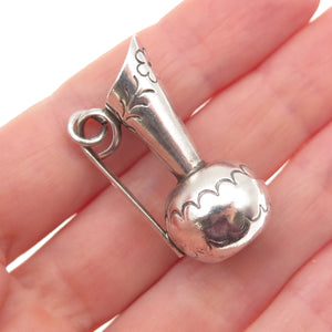 925 Sterling Silver Vintage Mexico Pitcher Oxidized 3D Charm Pendant