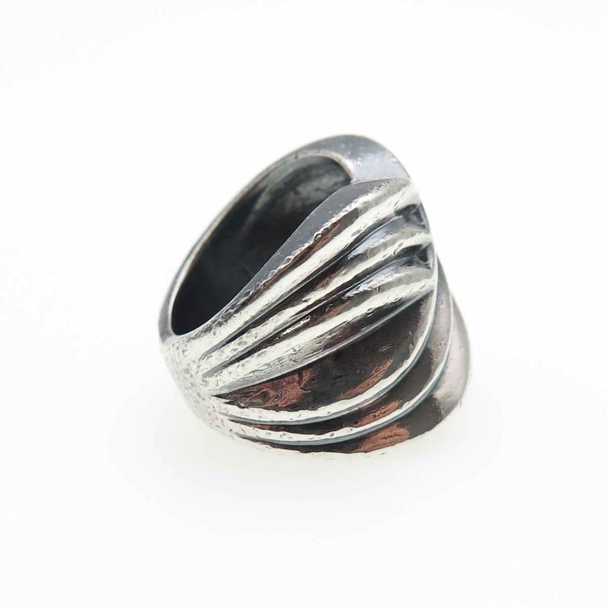 CHAPAL ZENRAY 925 Sterling Vintage Modernist Crisscross Oxidized Ring Size 4.5