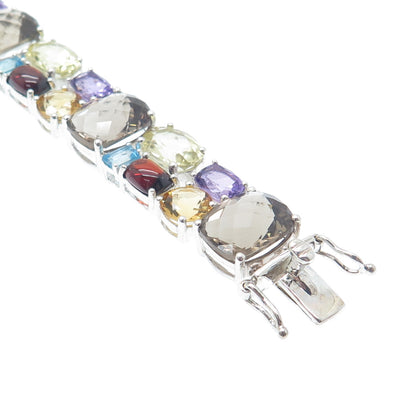 MICHELLE ALBALA Sterling Silver Quartz Citrine Amethyst Topaz Garnet Bracelet 7"