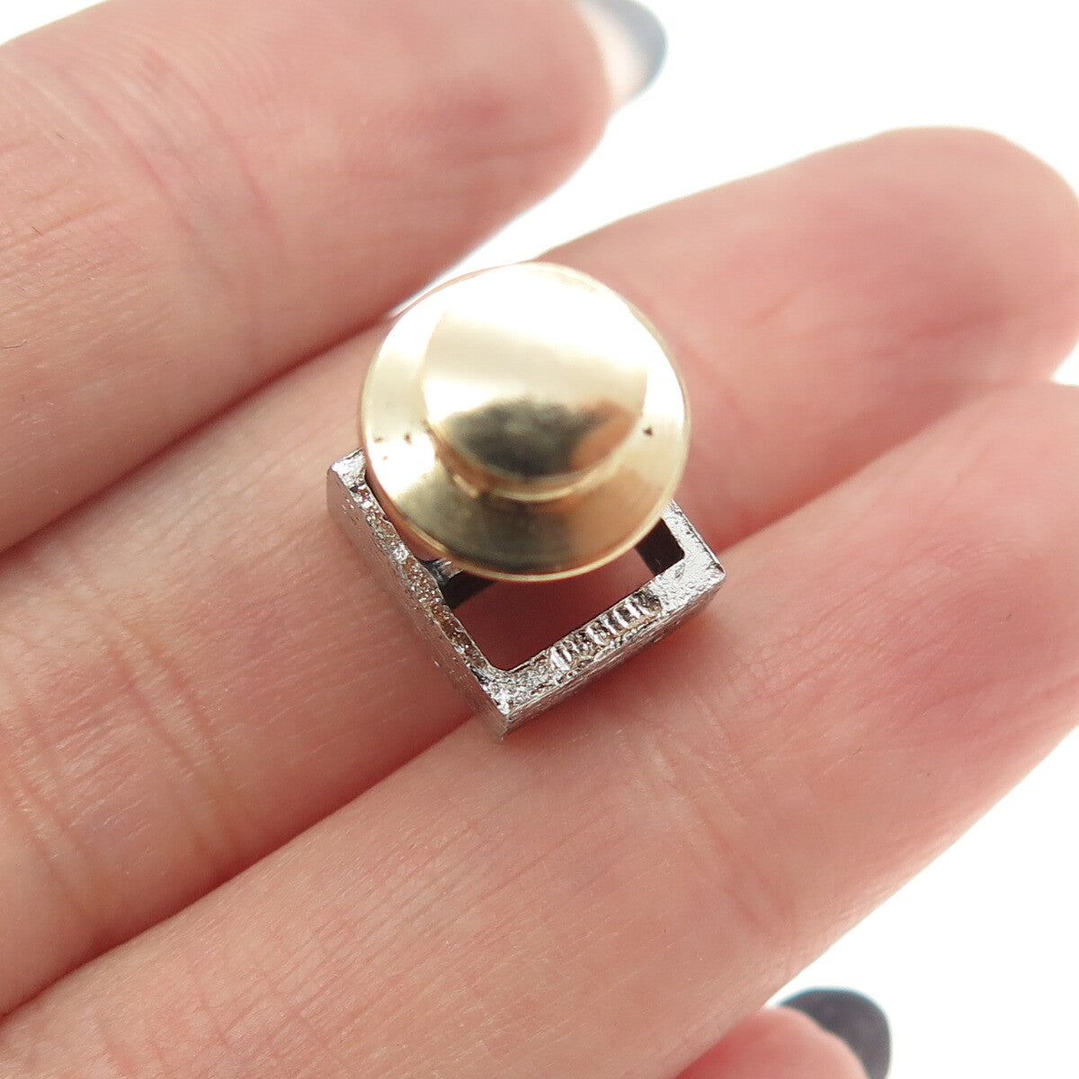925 Sterling Silver 2-Tone Vintage Open Box Lapel Pin