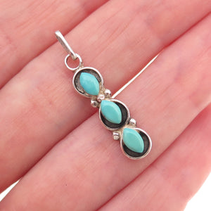Old Pawn 925 Sterling Silver Vintage Southwestern Turquoise Tribal Charm Pendant