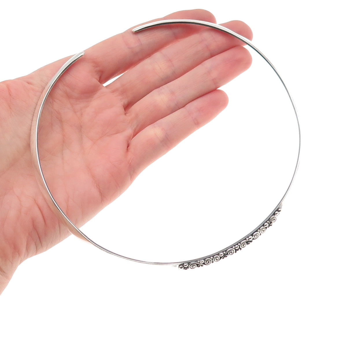 Sajen 925 Sterling Silver Vintage Modernist Swirl Choker Necklace 14-16"
