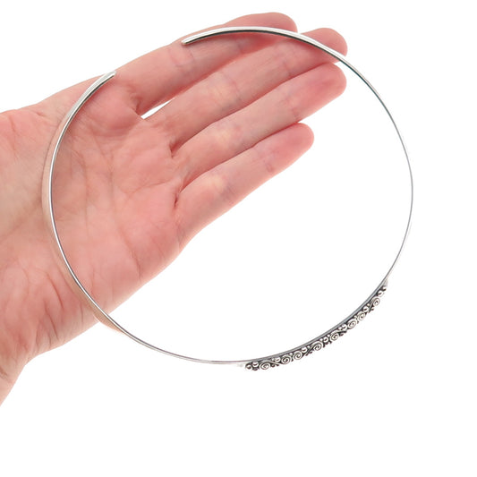 Sajen 925 Sterling Silver Vintage Modernist Swirl Choker Necklace 14-16"