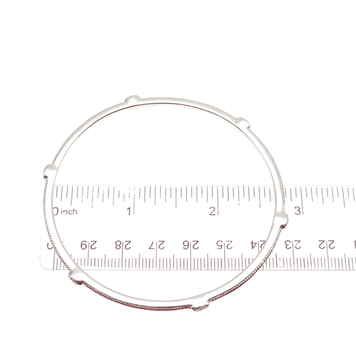 Jane Seymour 925 Sterling Silver Real Diamond Stackable Bangle Bracelet 8.25"