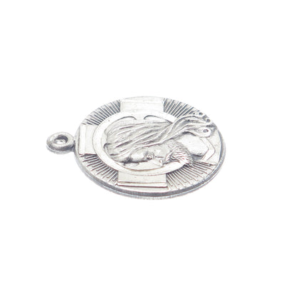 HAYWARD 925 Sterling Silver Vintage Jesus Christ Cross Religious Round Pendant