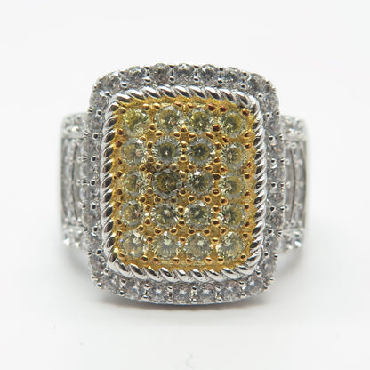 925 Sterling Silver Yellow & White C Z Ring Size 7