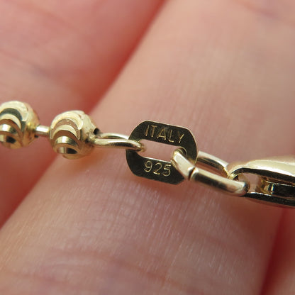 925 Sterling Silver Gold Plated Italy Diamond-Cut Ball Beaded Chain Necklace 24"