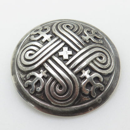 KAUNIS KORU 916H Silver Vintage 1960 Finland St. Johns Arms Oxidized Pin Pendant