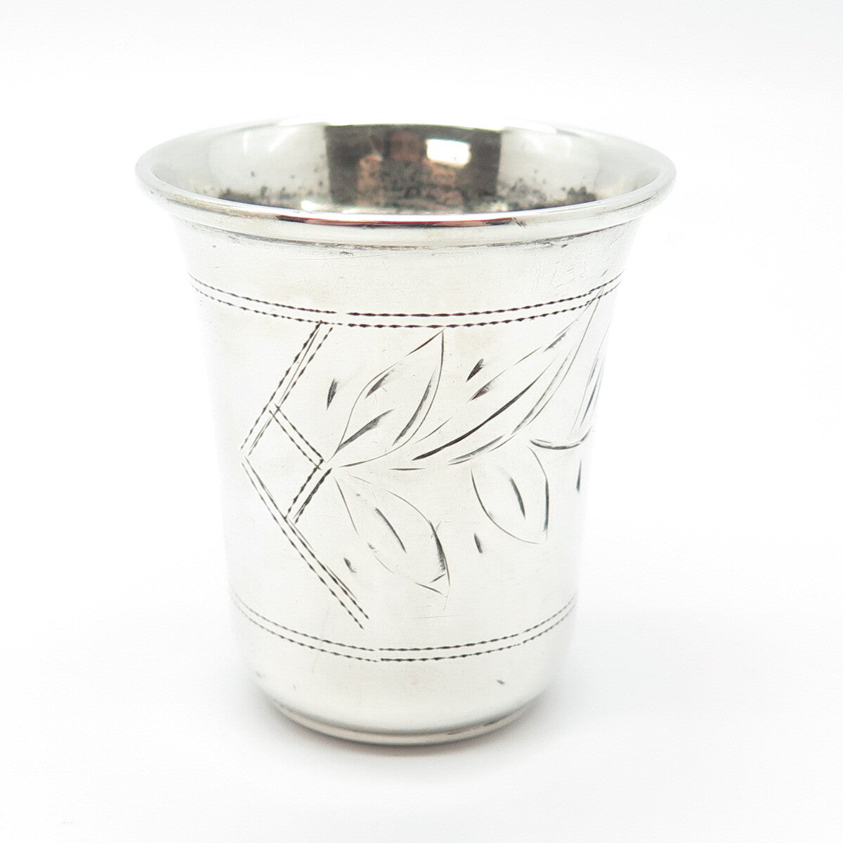 84 Silver Antique Russian Empire Etched Shot Cup