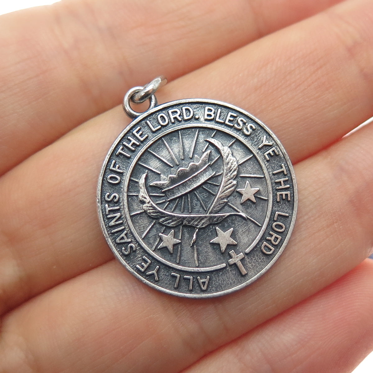 E. Christopher & Sons Sterling Silver Vintage Episcopal Emergency Charm Pendant