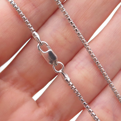 925 Sterling Silver Italy Round Box Chain Necklace 18"
