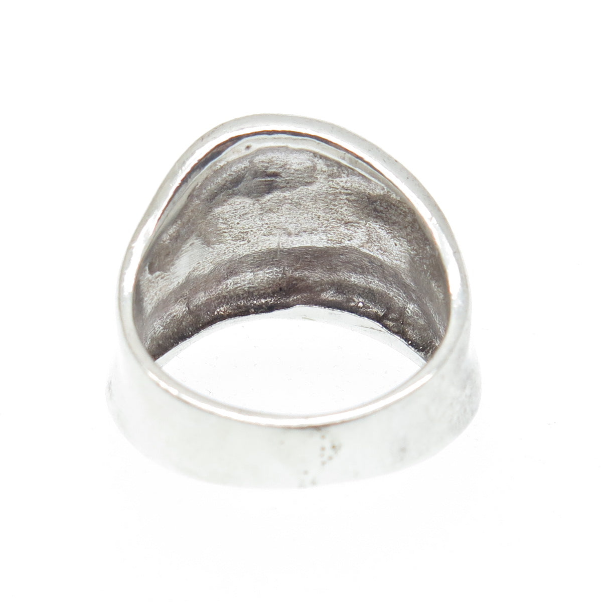 925 Sterling Silver Vintage Modernist Wavy Oxidized Ring Size 6.75