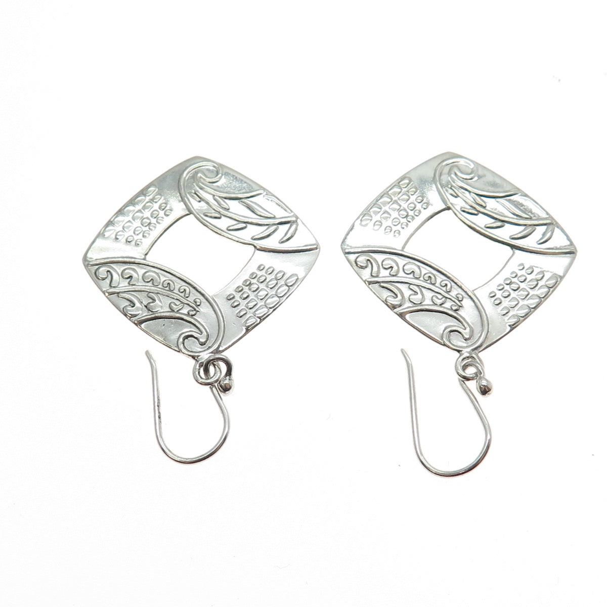 NINOS CHAMMO 925 Sterling Silver Vintage Mexico Modernist Dangle Earrings