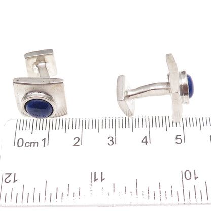Robin Rotenier 925 Sterling Silver Vintage Real Lapis Modernist Square Cufflinks